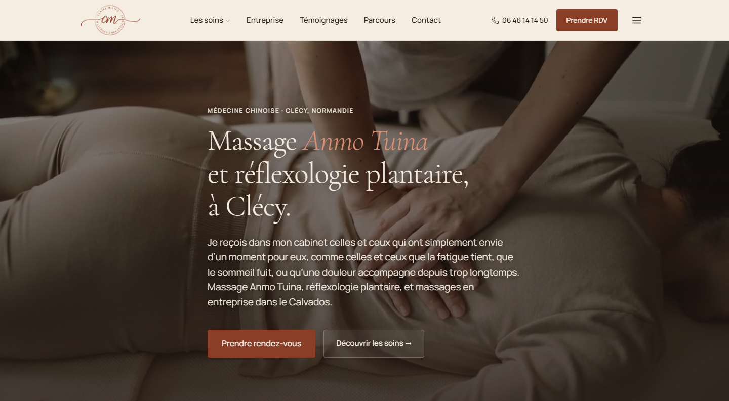 Aperçu du site Claire Missol Massage Tuina