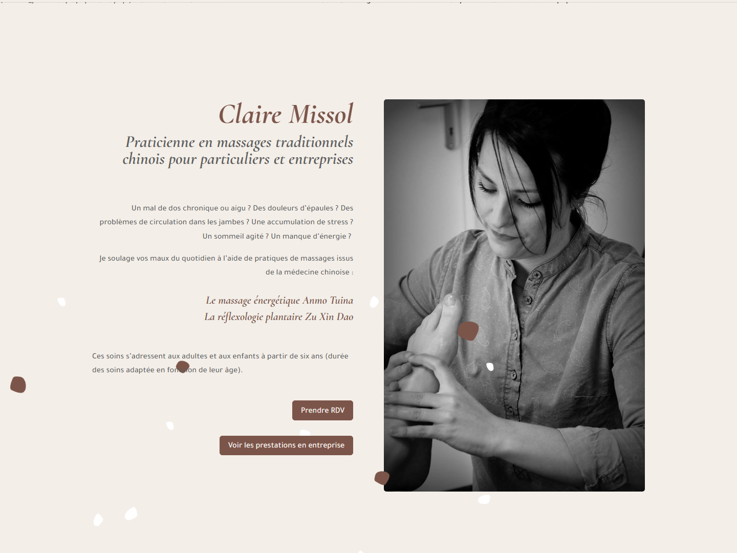 Site avant — Accueil, premier écran