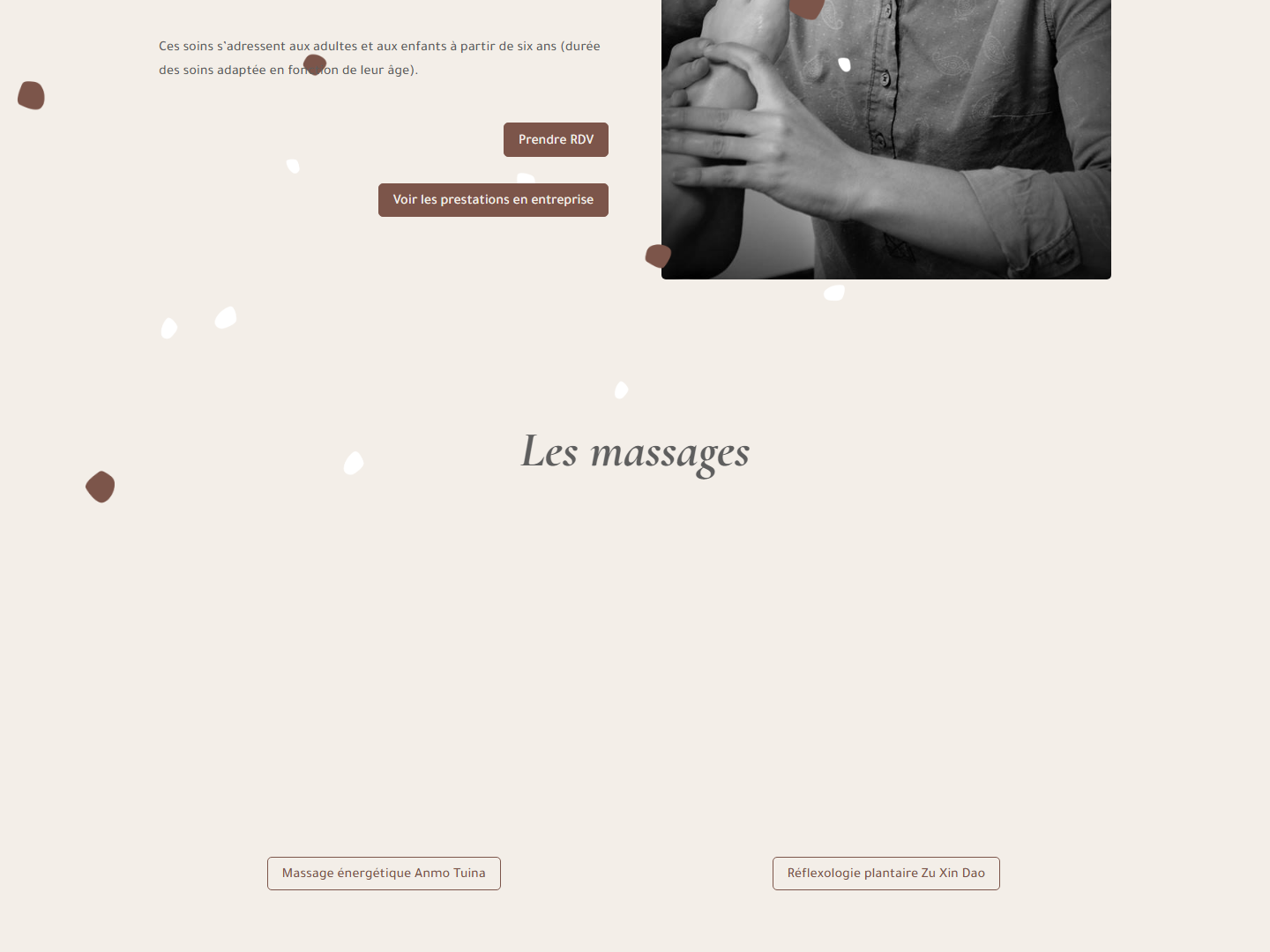 Site avant — Les massages