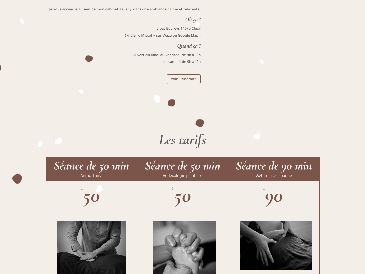 Site avant — Le cabinet et les tarifs