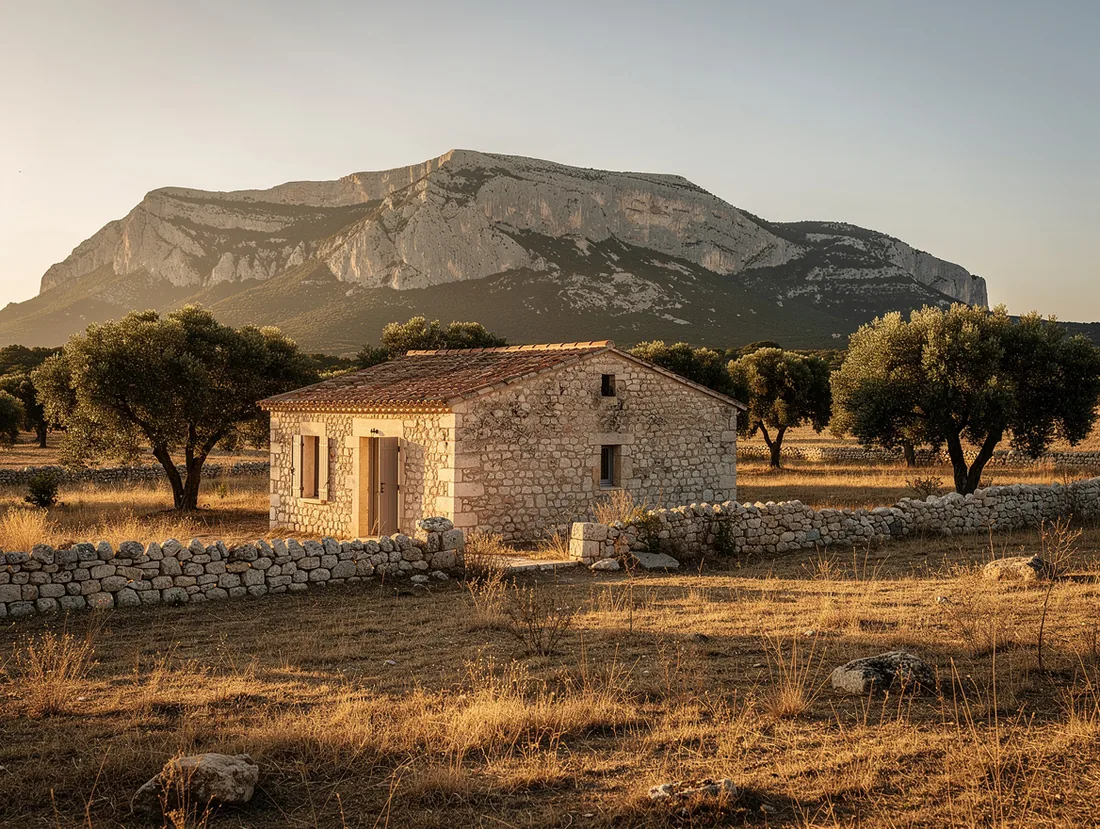 Photo dorée de fin d'après-midi sur pierre calcaire